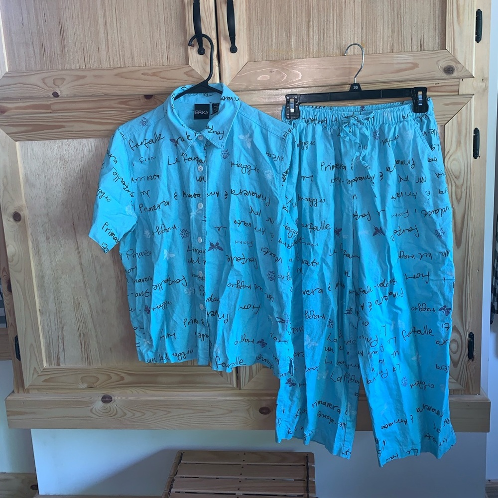 Erika Linen Printed pants set outfit size L